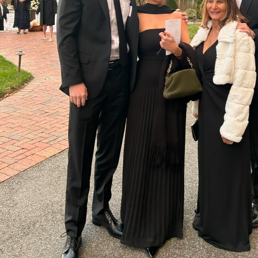 Lulu’s Clebratory Aesthetic Black Pleated Strapless Maxi Dress